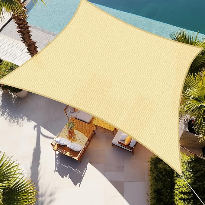 Shade&Beyond 14'x14' Sun Shade Sail Canopy Rectangle, UV Block Breathable by ShadeBeyond