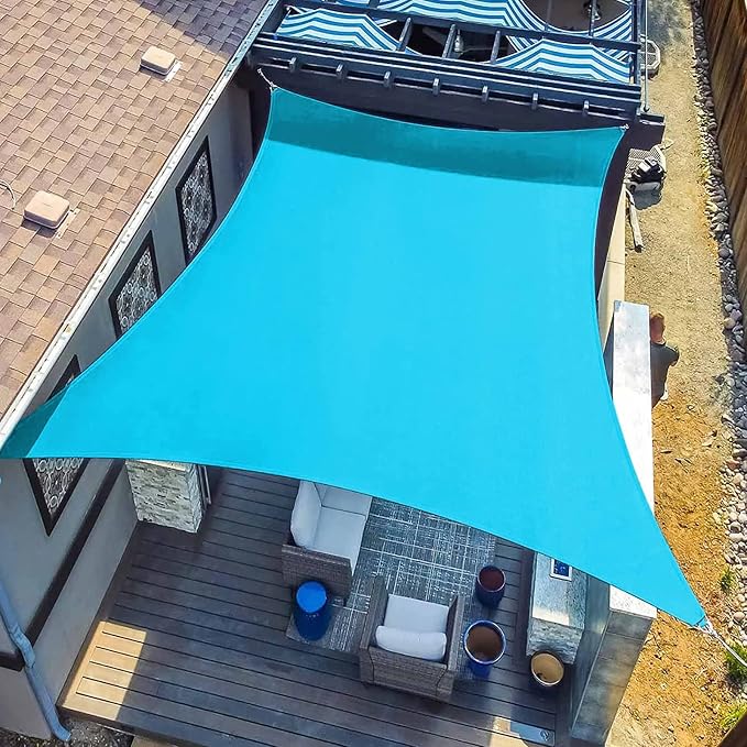 Sun Shade Sail 8'x19' Turquoise Blue Rectangle Custom Size | 95% UV Block by SUNLAX
