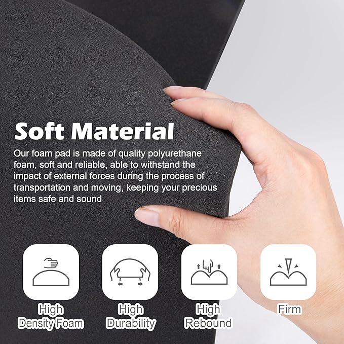 2 Pcs Polyurethane Foam Sheet- 16 x 12 x 1.5 Inch Cuttable Foam Inserts for Cases- Packing Foam Pads for Toolbox Camera Storage and Crafts