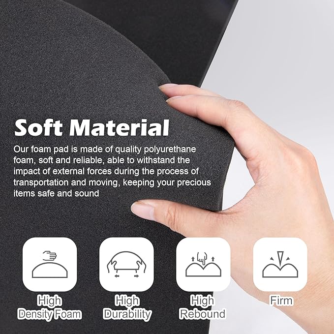 4 Pcs Polyurethane Foam Sheet- 16 x 12 x 1.5 Inch Cuttable Foam Inserts for Cases- Packing Foam Pads for Toolbox Camera Storage and Crafts