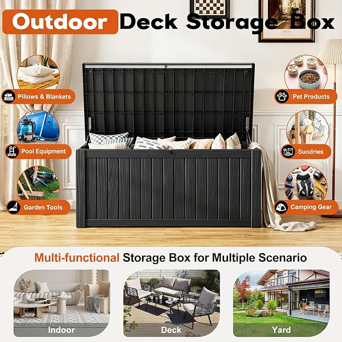 Outdoor Deck Storage Box, Resin Deck Boxes Indoor and outdoor, Waterproof - Image 3