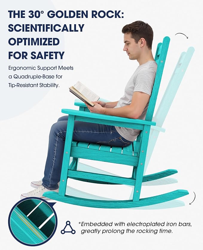 Oversized Outdoor Rocking Chair, HDPE Patio Rockers, Aruba | | All-Weather - Image 5