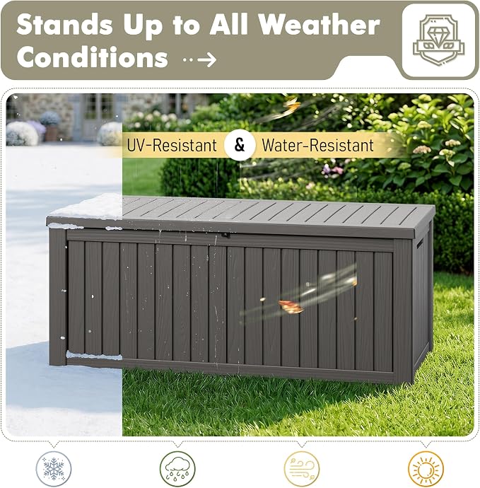 Outdoor Storage Box, 200 Gallon Resin Deck Boxes Outdoor Waterproof - Image 3