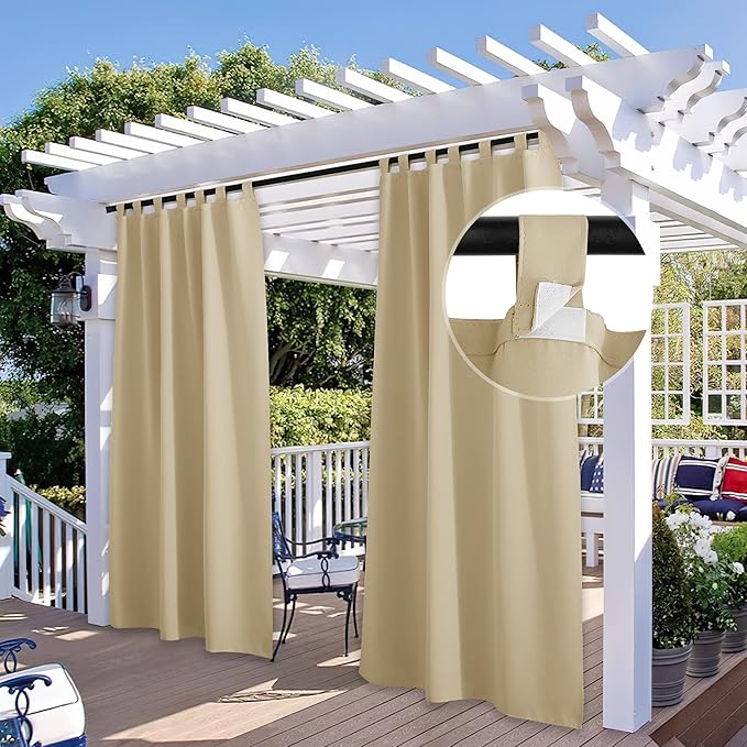 2 Panels Beige Outdoor Curtains by StangH