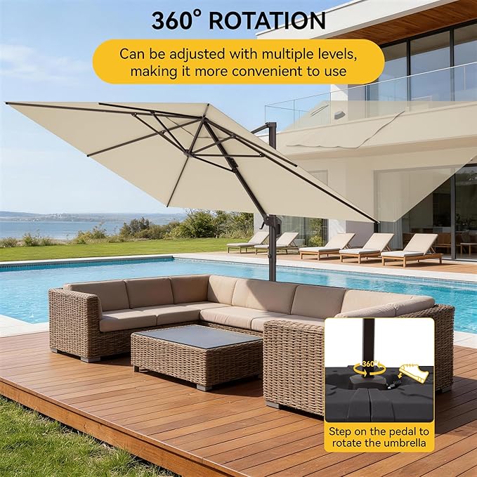 9x12 FT Cantilever Patio Umbrella - Image 6