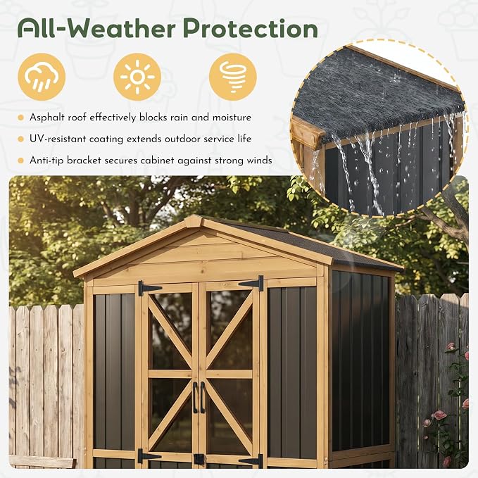 Outdoor Storage Cabinet, Weatherproof Garden Shed - Image 3