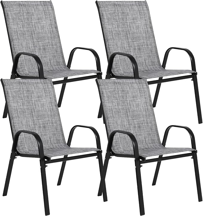 Patio Chairs Set of 4, Breathable Textilene, Weatherproof Frame, Quick Setup - Image 7