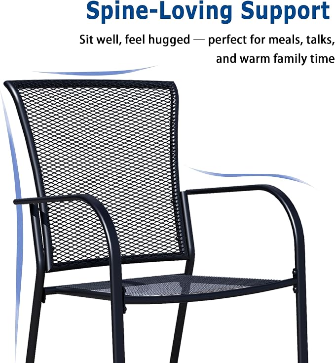 Patio Dining Chairs Set of 2, Metal Mesh Patio Furniture Set - Image 3