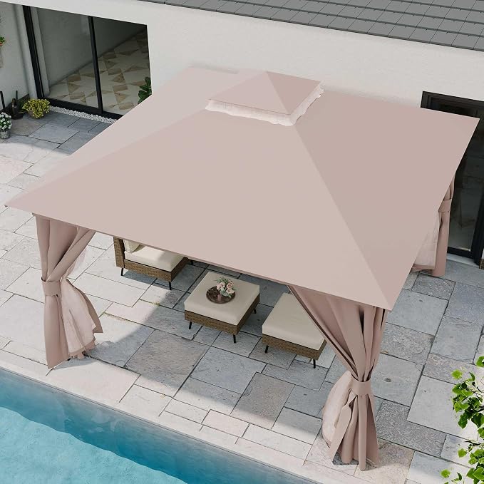 12'x12' Outdoor Gazebo, Metal Frame Heavy Duty Patio Canopy Tent Shelter - Image 4