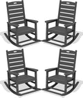 SERWALL Outdoor Rocking Chair Set of 4, Oversized HDPE Rocker, all Weather by SERWALL