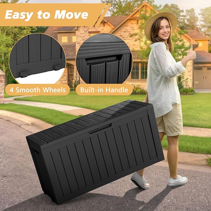 Fancyango 75 Gallon Outdoor Deck Box Waterproof, Large Storage Box - Image 4