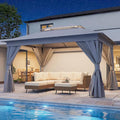 10'x13' Outdoor Gazebo with 50FT String Lights, Metal Heavy Duty Patio Canopy by LAUSAINTHOME