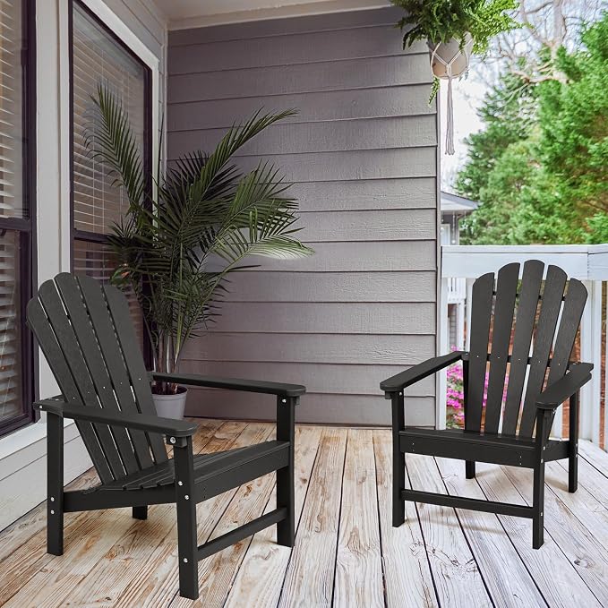 Oversized Stackable Adirondack Chair Set of 4, HDPE Fire Pit Chair | All-Weather - Image 2