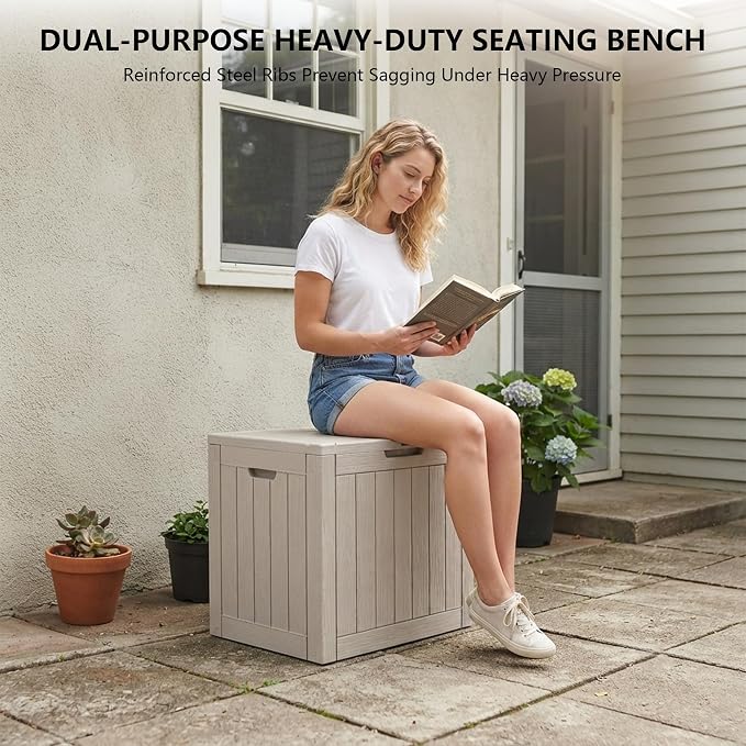 Outdoor Storage Box, 35 Gallon Waterproof Deck Box, Quick Snap-Lock Resin - Image 6