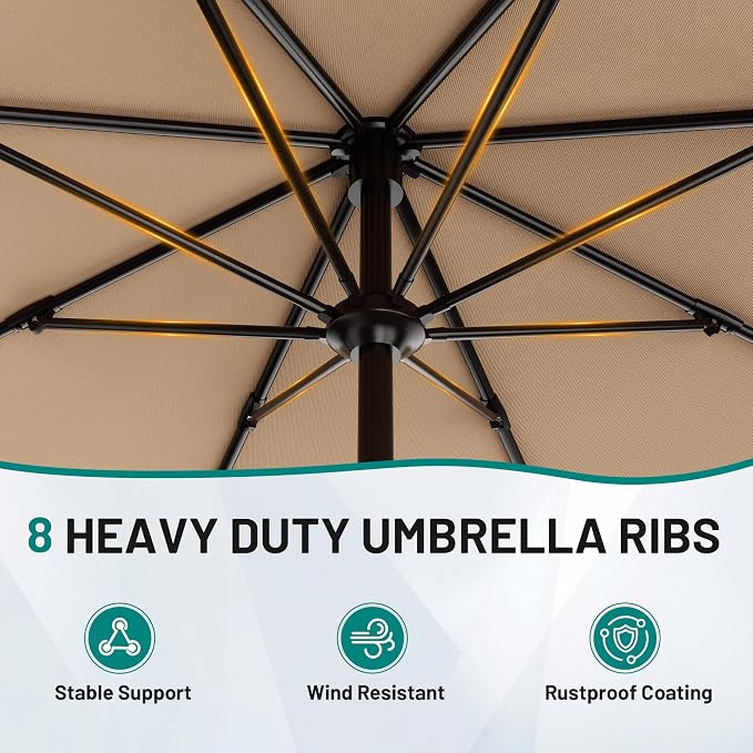 9 FT Patio Umbrella for Outdoor, Outdoor Table Umbrella - Image 3