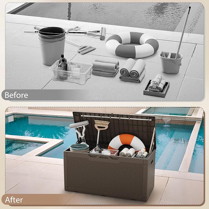 Devoko 100 Gallon Deck Box Waterproof Outdoor Storage Box - Image 7