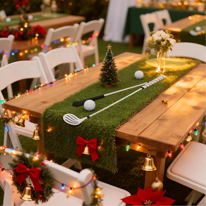 GLOBREEN Artificial Grass Table Runner 36 Inches for Christmas Mantel Decor Table Centerpiece Football Party Golf Themed Birthday Baby Shower