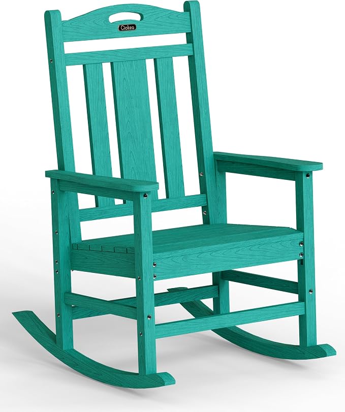 Oversized Outdoor Rocking Chair, 380lbs Heavy-Duty Large Patio Rocker, Weather by CIOKEA
