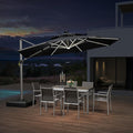 PURPLE LEAF Cantilever Umbrella 12ft Solar LED Light Double Top, Stays bright by PURPLELEAF