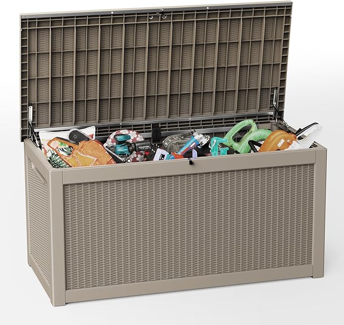 310 Gallon Lockable Outdoor Storage Box – Waterproof Resin Deck Box by ASKPASS