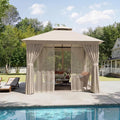 Aoxun 10x10FT Metal Frame Outdoor Gazebo, Khaki | UPF50+ Protection 50×50mm by Aoxun