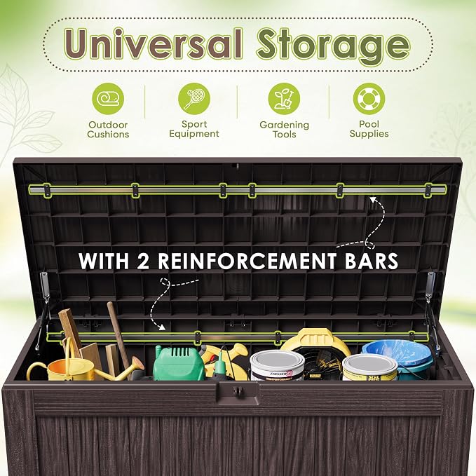 Devoko 125 Gallon Outdoor Storage Box, Waterproof Resin Deck Box | - Image 4
