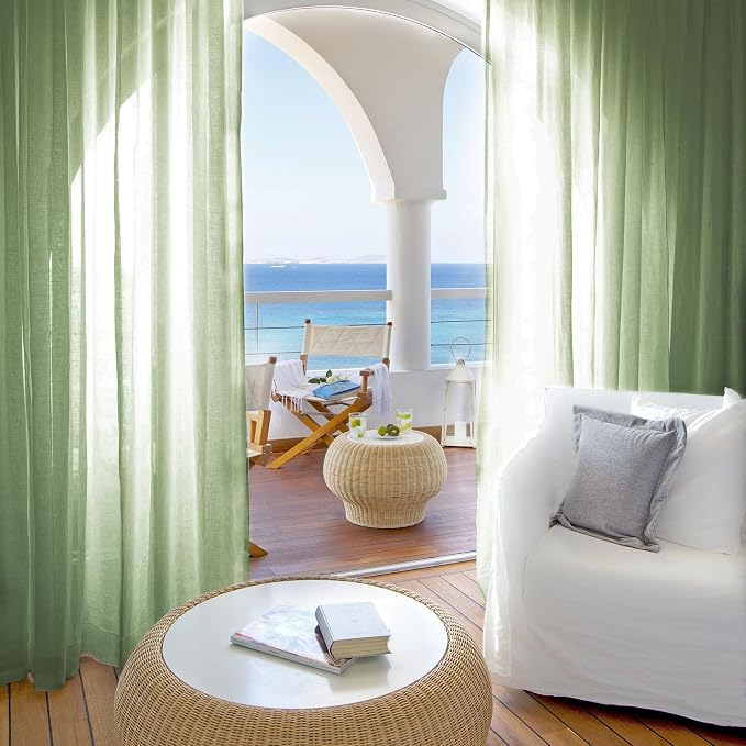 Outdoor Sheer Curtains for Patio Waterproof, 2 Panels Rod Pocket Indoor/Outdoor - Image 7