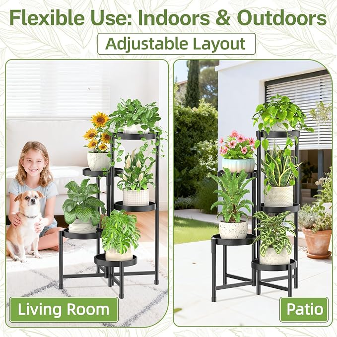 iDavosic.ly Plant Stand with Garden Tools Indoor Outdoor, 5 Tier, Tiered Flower - Image 9