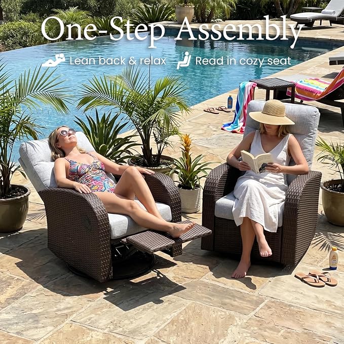 Oversized Wicker Outdoor Swivel Glider Recliner - Image 3