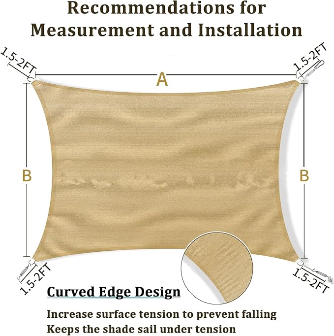 Shade&Beyond 6'x6' Sun Shade Sail Canopy Square, UV Block Breathable Curved - Image 5