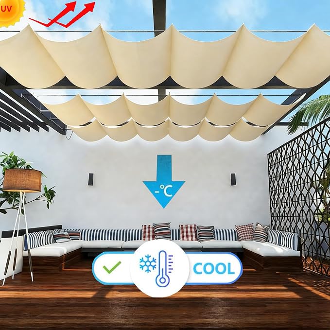 Retractable Waterproof Wave Awning Cover 13' x 22' - Image 2