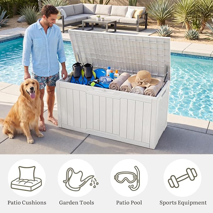 YITAHOME 100 Gallon Large Outdoor Deck Box | Waterproof Resin Storage Box - Image 5