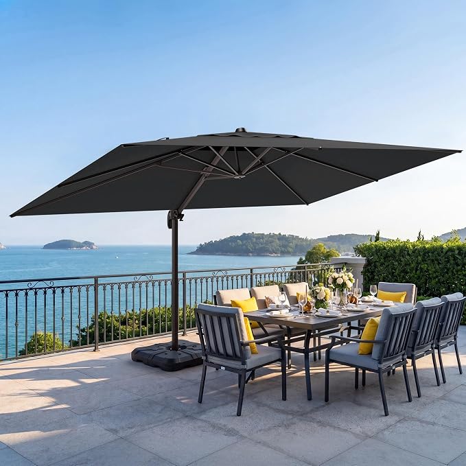 9x12 FT Patio Cantilever Umbrella, Rectangular Heavy Duty Offset Umbrella - Image 7