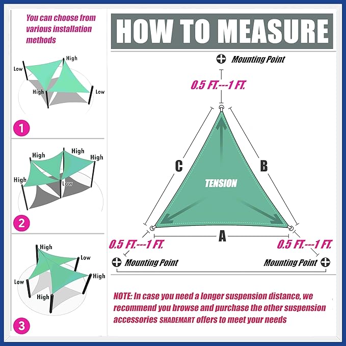 15' x 21' x 25.8' Green Sun Shade Sail UPF50 Right Triangle smTAPT12 Canopy - Image 6