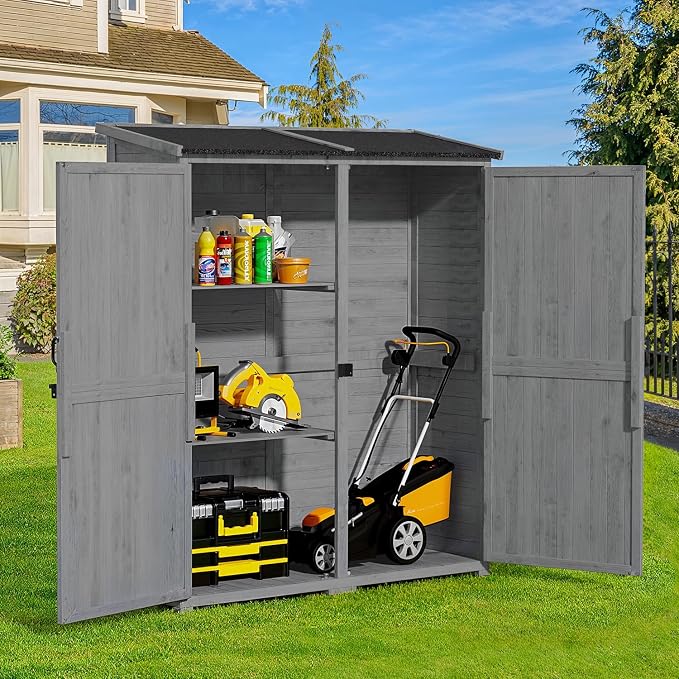 Gizoon Outdoor Cabinet, Waterproof Roof, Double Lockable Wooden Shed | 2 by Gizoon