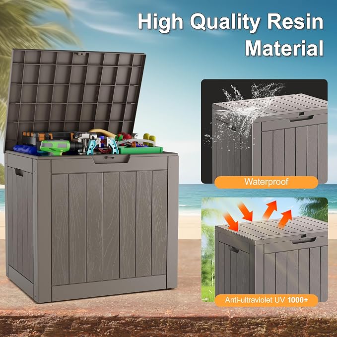 32 Gallon Outdoor Storage Box 2 Pack All-Weather Deck Box - Image 4