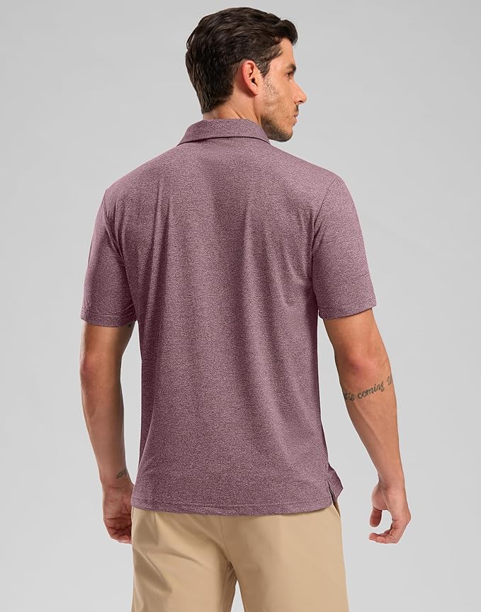 Golf Shirts Heather Polo Short Sleeve Dry Fit Lightweight Moisture Wicking Collared Shirts Casual Athletic Business