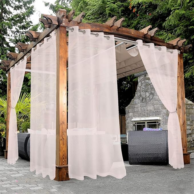 BONZER Sheer Outdoor Curtains for Patio Waterproof 2 Panels | Grommet by Bonzer