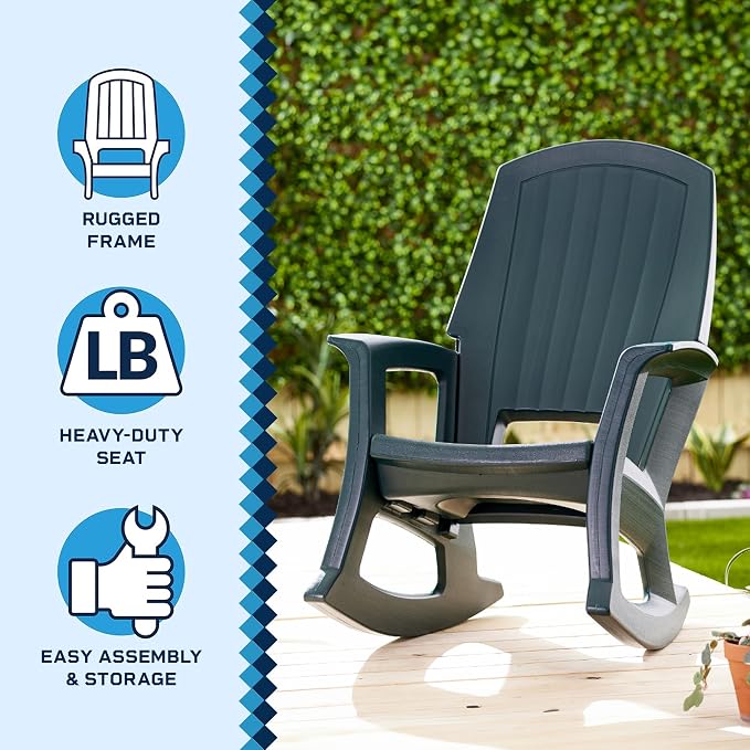 Rockaway Heavy Duty All Weather Patio or Deck Rocking Chair, and Patio - Image 6