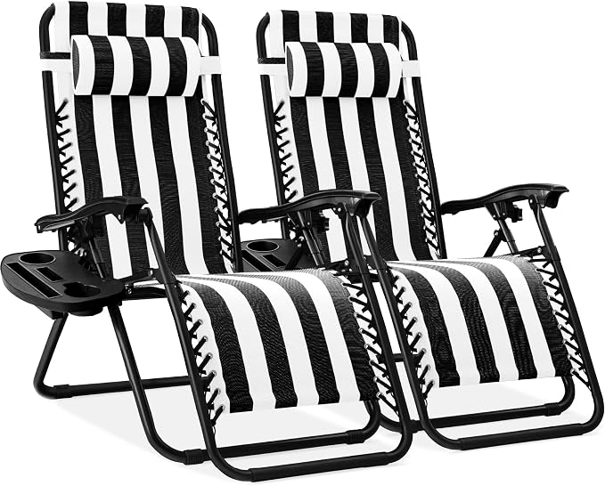 Best Choice Products Set of 2 Adjustable Steel Mesh Zero Gravity Lounge Chair by Unknown
