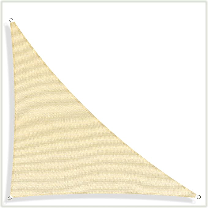Colourtree CTSLT 10" x10x14' Beige Sun Shade Sail Right Triangle Canopy Fabric - Image 2