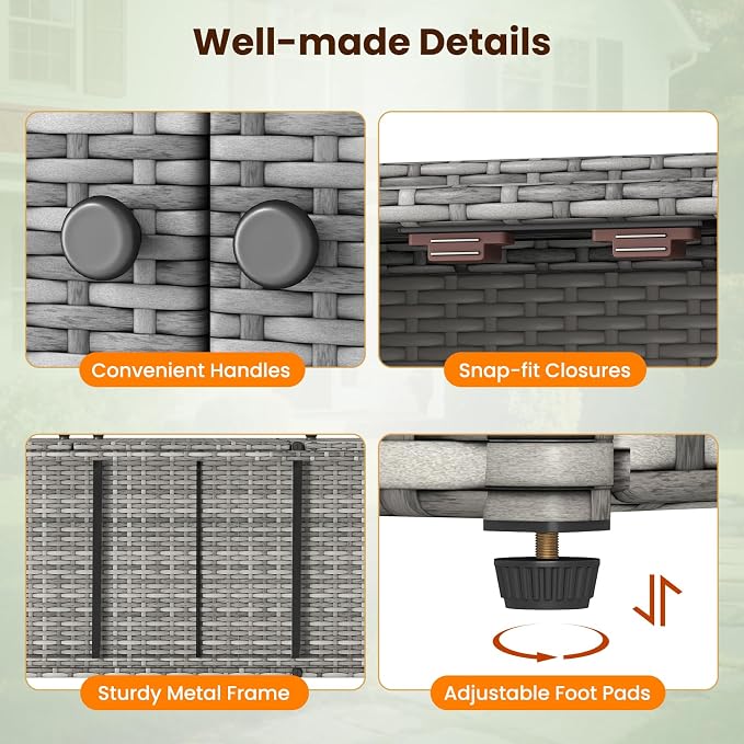Tangkula Rattan Outdoor Storage Cabinet, Patiojoy Outdoor Cabinet - Image 7