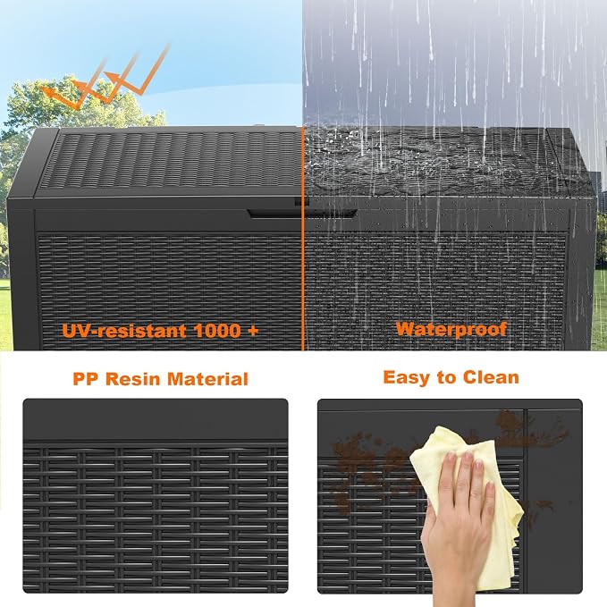 130 Gallon Outdoor Storage Box Waterproof, UV Resistant Resin Deck Box - Image 4