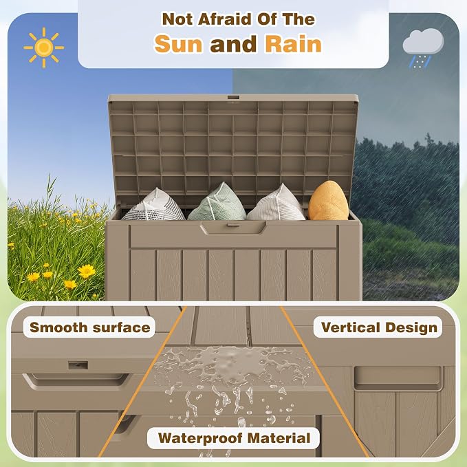 Flamaker Resin Deck Box 40 Gallon Waterproof Outdoor Storage Box | Indoor - Image 5