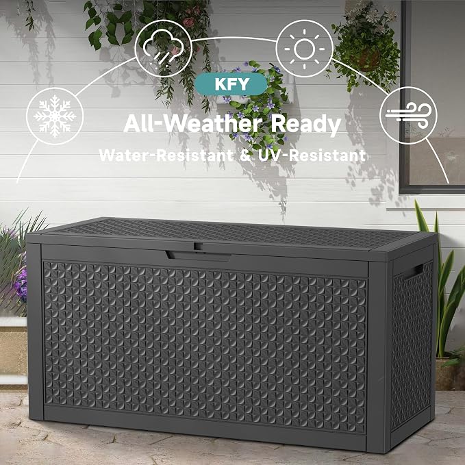 101 Gallon Waterproof Outdoor Storage Box, UV Resistant Resin Deck Box - Image 4