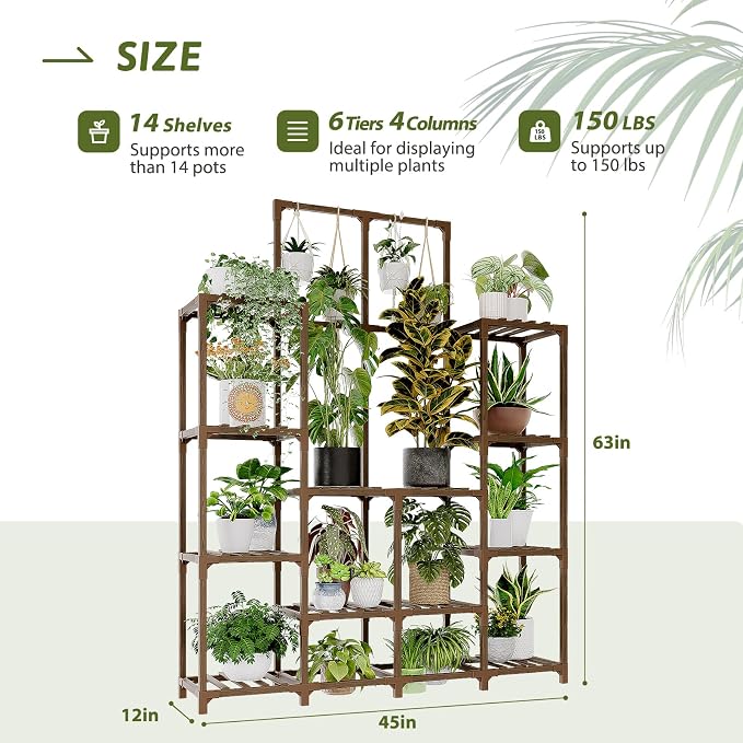 GENTINGBRO Plant Stand Indoor Outdoor 63" Tall Plant Shelf - Image 4