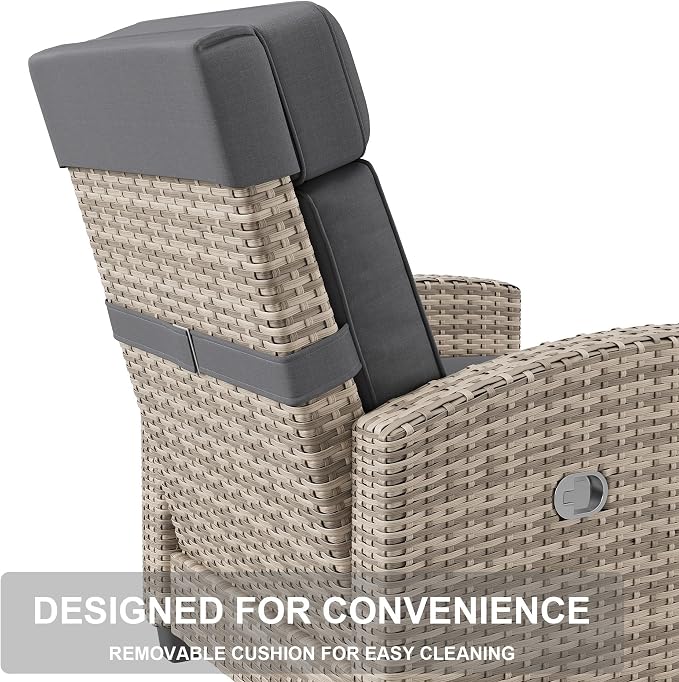 Recliner Chair Wicker, Adjustable Patio Lounge Chair, - Image 7