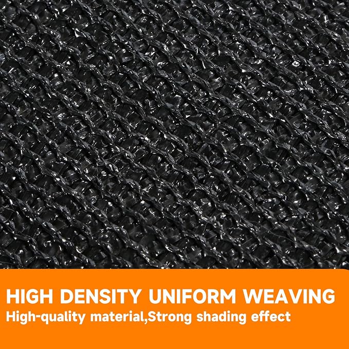 90% Shading Rate 12'x16' Black Shade Cloth, UV Resistant Durable Mesh Tarp - Image 4