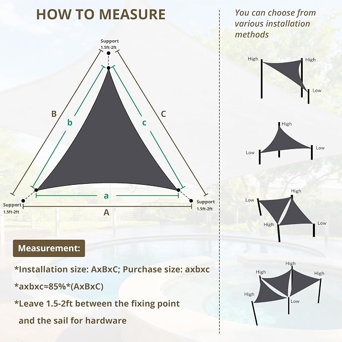 8' x 8' x 8' Triangle Sun Shade Sail - Image 4