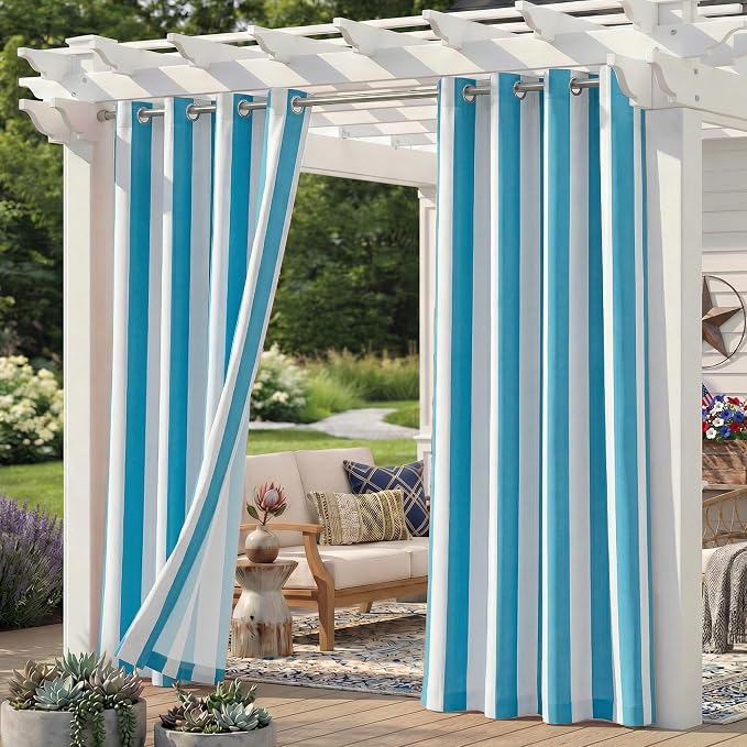 2 Panels Outdoor Stripe Curtains by Sunshelf